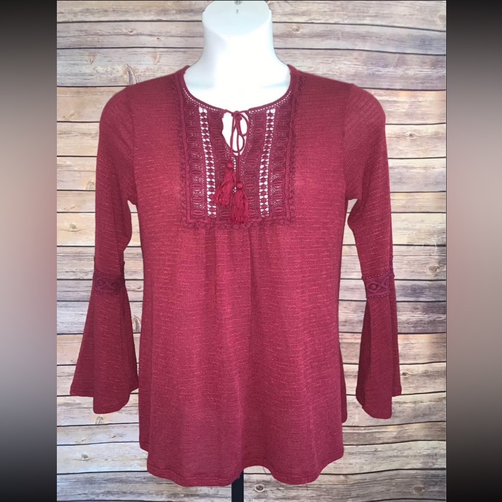 Starlet Peasant Blouse with Tie Front - Size XLarge